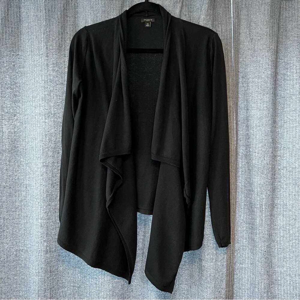 Ann Taylor Women’s Lightweight Open Waterfall Cardigan, Black, XS